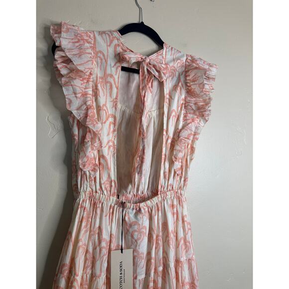 NWT Scotch & Soda Pink Leaf Print Sun Seekers Organic Cotton Maxi Dress SMALL - Picture 8 of 12